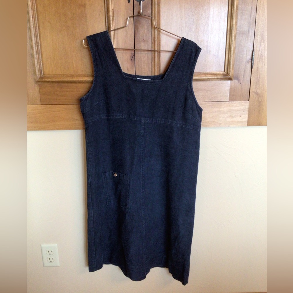 Blue Linen long sleeveless dress